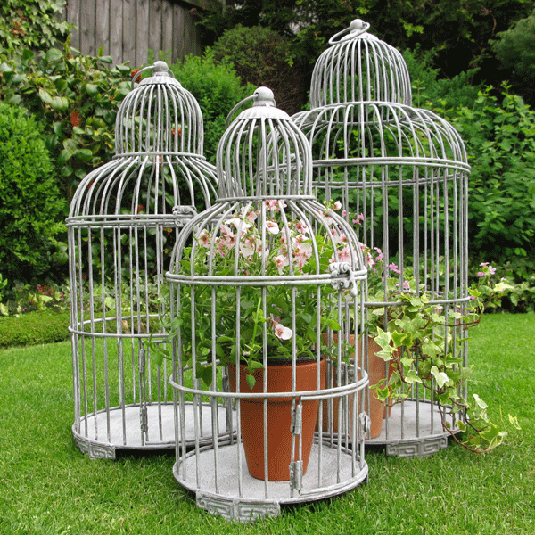 Birdcage Planters - Grey